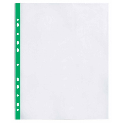 Файл Optima А4+ 40 мкм глянсових з зеленою стрічкою, 20 штук (O35109-04) Вінниця - фото 1