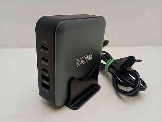 Зарядний пристрій на 5 портів YFY-lIQ32 200W, 1*Type-C PD 100W, 1*Type-C PD 45W, 1*Type-C PD 20W, 2*USB QC3.0 18 W (товар вживаний) Луцьк