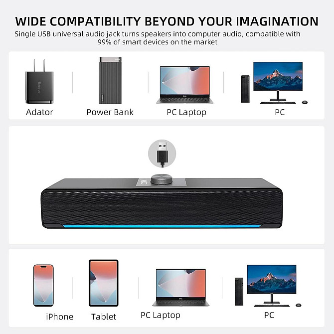 Саундбар Phission fd0009 для компьютера Bluetooth HiFi Stereo Днепр - изображение 4