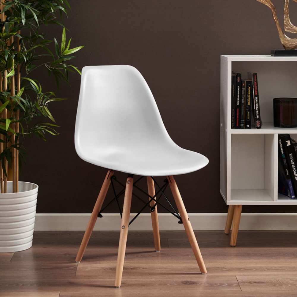 Стілець Eva Jumi у скандинавському стилі з дерев'яними ніжками білий Київ - фото 9