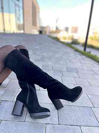 Valiente Чоботи жіночі VALIENTE чорні замша натуральна висота 41см обхват 35-38см каблук 8см (2 Коломия