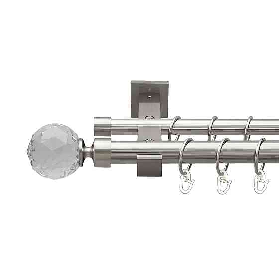 Карниз Orvit Люміера металевий дворядний техно гладка труба кільце металеве Нержавіюча Сталь 25\19 мм 160 см (00-00026561) Львів