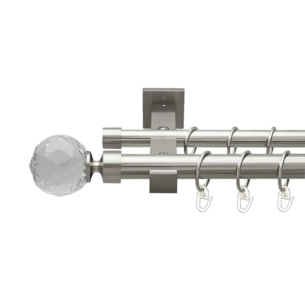Карниз Orvit Люміера металевий дворядний техно гладка труба кільце металеве Нержавіюча Сталь 25\19 мм 160 см Львов - изображение 1