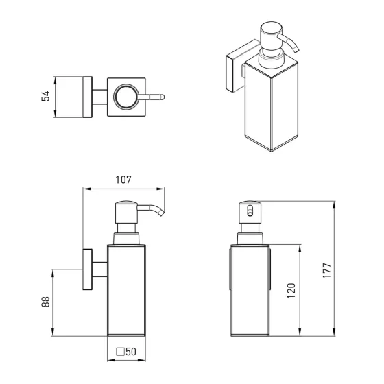 Дозатор для рідкого мила VOLLE CUADRO cromo хром Київ