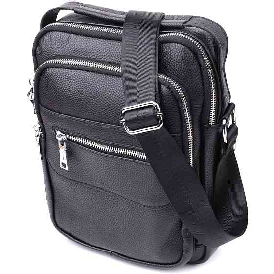 Стильная вертикальная сумка для мужчин из натуральной кожи Vintage sale_15113 Черный Киев