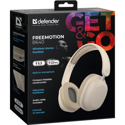 Наушники Defender FreeMotion B640 Bluetooth Beige (63642) Винница - изображение 6