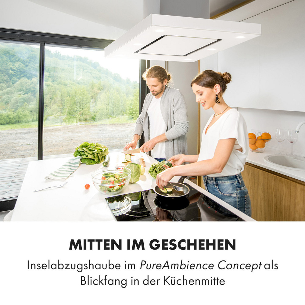 Острівна витяжка Valeria 90 см 6503/год touch EEC A LED скло неіржавка сталь білий (Німеччина, читати Рівне - фото 2