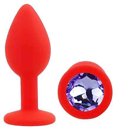 Силіконова анальна пробка EGZO - Silicone Red Round Plug Amethyst, size S Sex Aura Київ