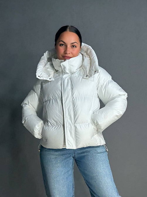 Куртка женская Lady Yep 10005 дутая пуффер с капюшоном белая, белый, 44 Киев - изображение 19