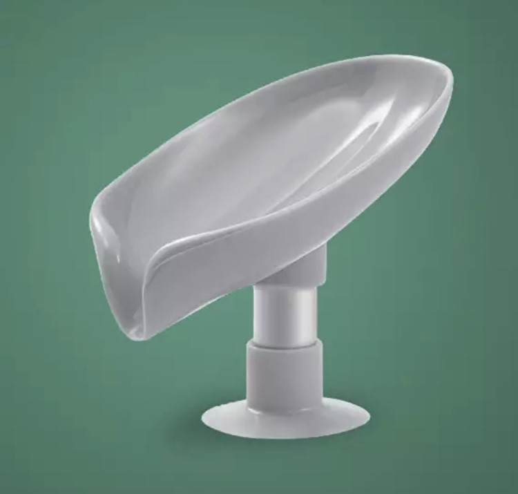 Мыльница для ванной на присоске, мыльница со сливом для воды, серая, размер 9*11 см Киев - изображение 1