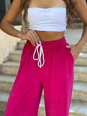 Жіночі базові штани велюрові вільного крою турецький королівський велюр Малиновий, 42/44 Одеса