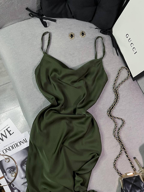 Женское романтическое элегантное платье шелк Хаки, 44/46 Одесса - изображение 3