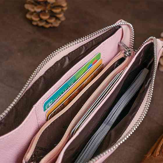 Місткий клатч на два відділення жіночий ST Leather 19250 Рожевий Київ