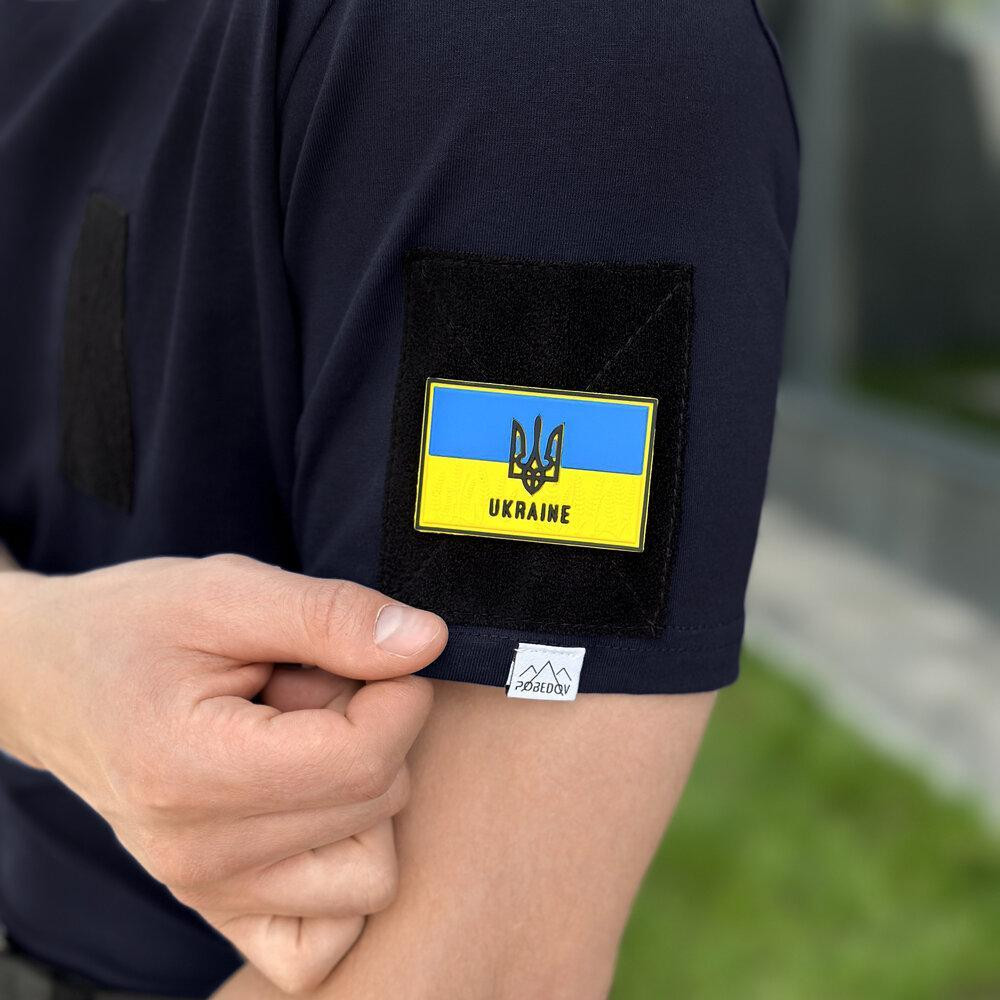 Тактична футболка зсу Pobedov Peremoga для військовослужбовців, футболка військова темно-синя Одеса - фото 8