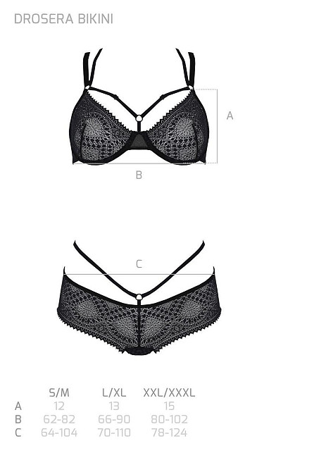 Комплект Passion DROSERA BIKINI black, XXL/XXXL, бюстгальтер і трусики-кюлоти Sex Aura Київ - фото 5