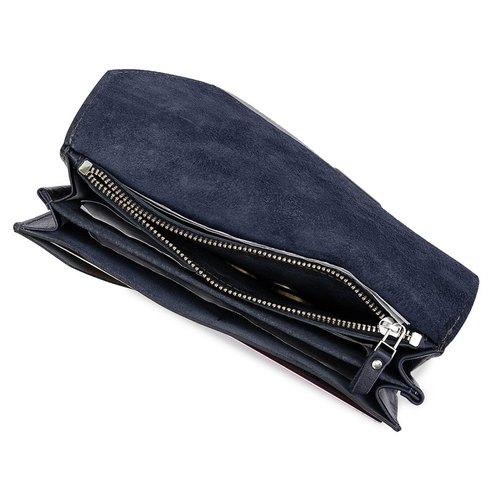 Горизонтальне стильне портмоне унісекс GRANDE PELLE 11557 Синій Київ - фото 7