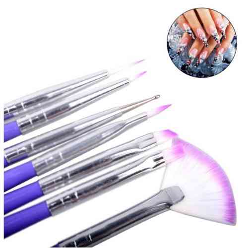 Кисти для маникюра фиолетовые - в наборе 7шт., длина 18см, искусственный ворс Киев