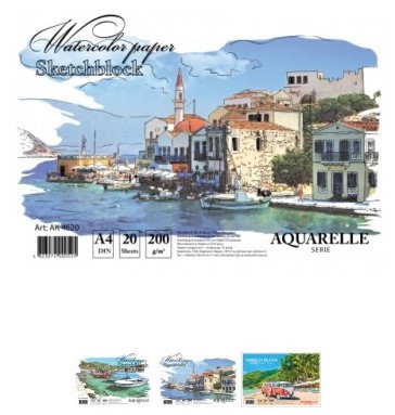 Альбом для акварелі А4/20 арк."Графіка" 200 г/м на спіралі, АК4620, шт Київ - фото 1