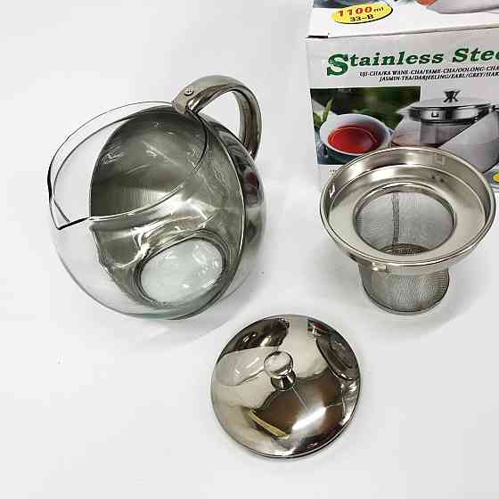 Скляний чайник з фільтром для заварювання чаю UNIQUE UN-1164 1.10 л, Заварний чайник скляний з ручкою HR-15 Львів