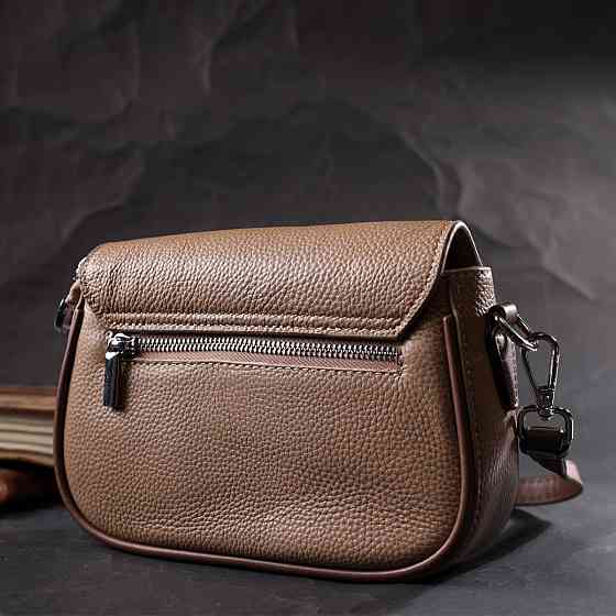 Женская полукруглая сумка с интересным магнитом-защелкой из натуральной кожи Vintage 22440 Бежевая Киев