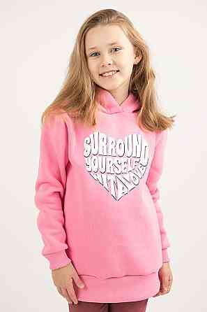 Худі-джемпер дитяче з капюшоном для дівчинки, рожеве, тринитка, топ Київ