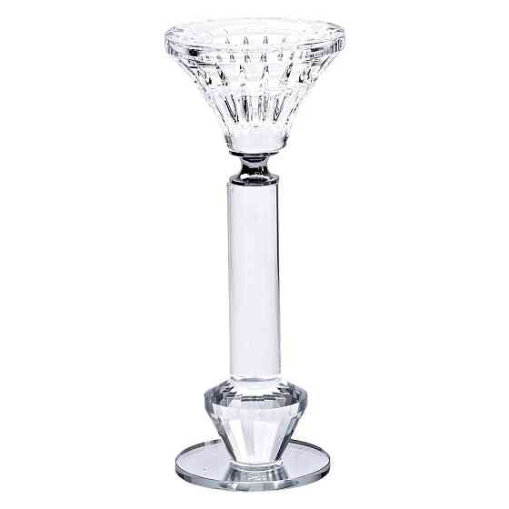 Підсвічник скляний на ніжці  6×17.3 см прозорий декоративний підсвічник на стіл HP-4-10S Київ