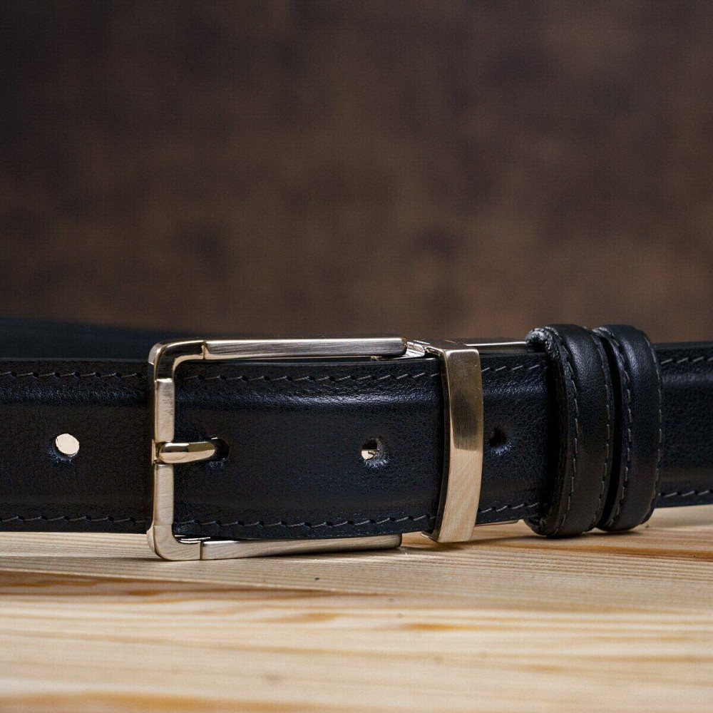 Ремінь брючний двосторонній чоловічий Синій і Чорний (GRANDE PELLE) Київ - фото 3