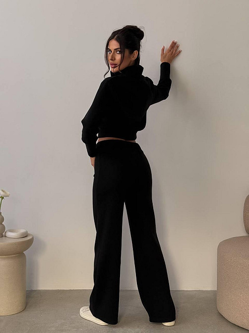 Жіночий базовий теплий костюм: кофта та штани щільна ангора в'язання Чорний, 44/48 Одеса - фото 6