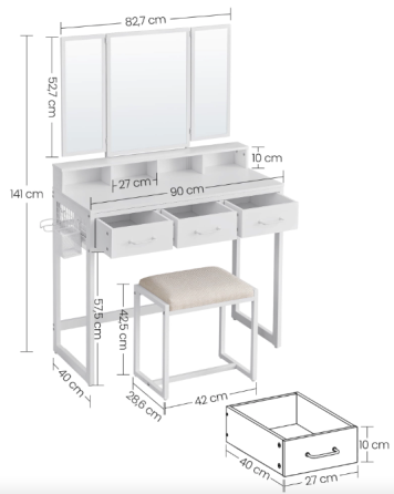 Туалетний столик Leobert Vicco трюмо з пуфом білий Київ