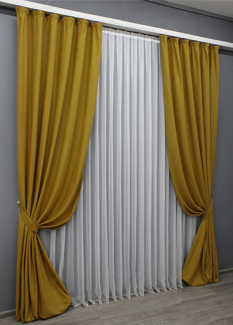 Шторная ткань нубук однотонный, Турция, цвет темно-золотистый 1521ш Киев - изображение 8