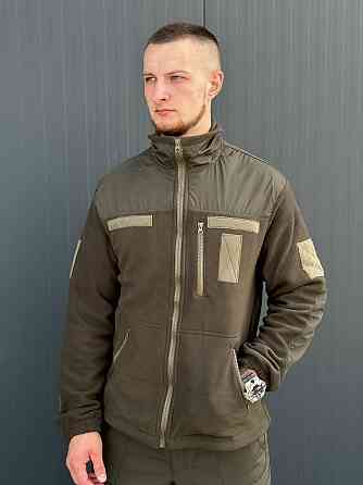 Якісна чоловіча тактична тепла кофта оливкового кольору тактична фліска для змійок Militari   WAR Львів