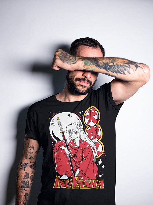 Футболка для мальчика аниме Інуйасха Сессхомару Ред Моон оверсайз (рост от 165 до 180 ) Черний AnimeJ0225m Днепр - изображение 3
