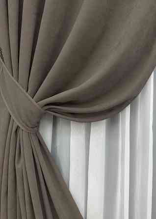 Комплект готових штор VR-Textil Мікровелюр Petek YL № 1707ш Какао 150х295 см 2 шт (33-0606) Київ