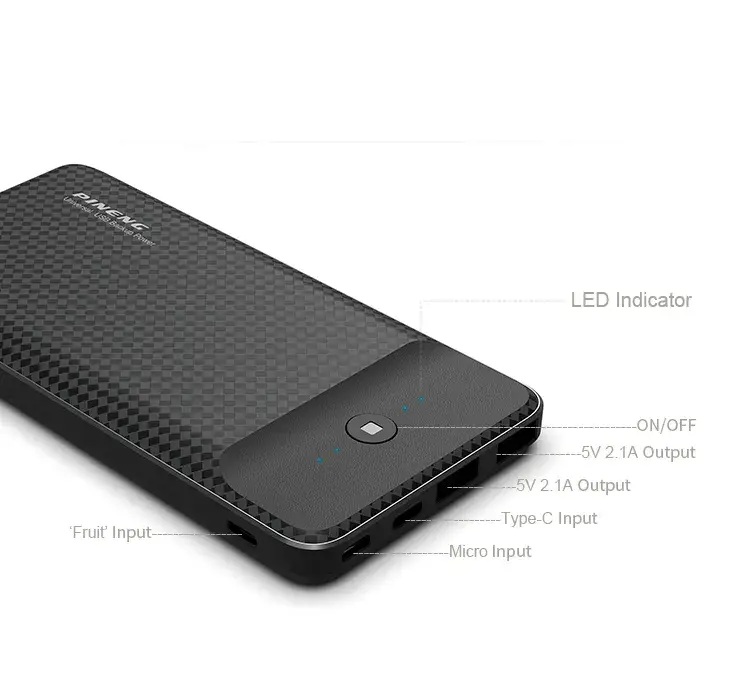 Внешний аккумулятор Power Bank Pineng PN-939 20000mAh (Черный) Винница - изображение 4