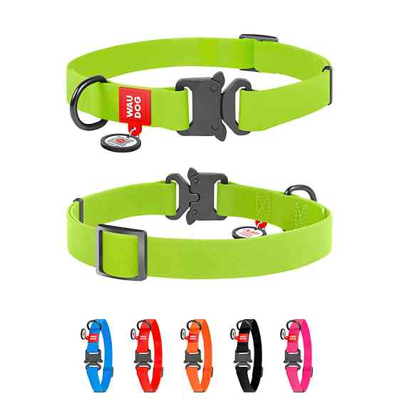 Ошейник для собак водостойкий WAUDOG Waterproof c QR паспортом, металлическая пряжка-фастекс, Ш 25 мм, Длин 34-49 см, салатовый Киев