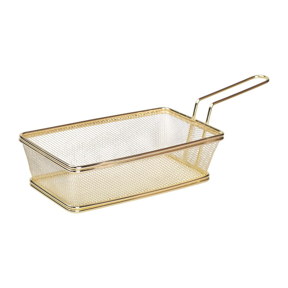 Zhongjing Кошик сервірувальний 21×11.5×5.5 см для подачі картоплі фрі та снеків з ручкою Золота Коломия - фото 1