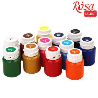 Акриловые краски Rosa для декора матовые 12 цв по 20 мл (4823098511717) Винница - изображение 3