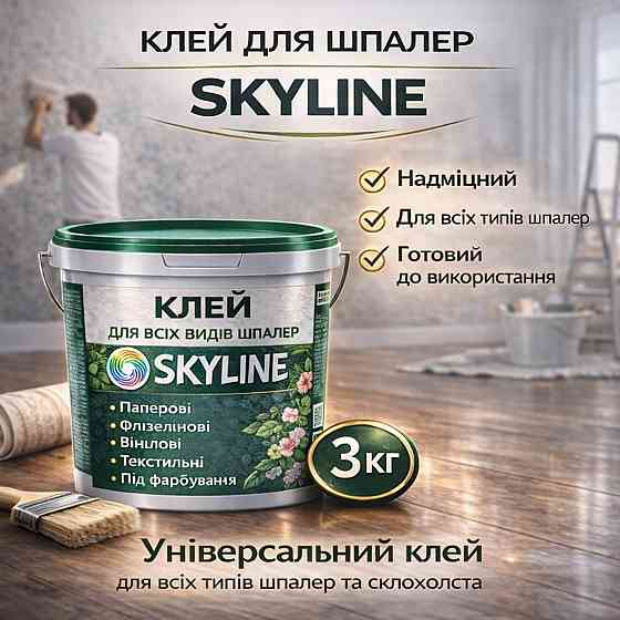 Клей для шпалер Skyline універсальний суперміцний для скловолокна і важких шпалер, готовий без запаху 3 кг Харків