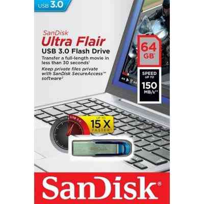 USB флеш накопичувач SanDisk 64GB Ultra Flair Blue USB 3.0 (SDCZ73-064G-G46B) Вінниця
