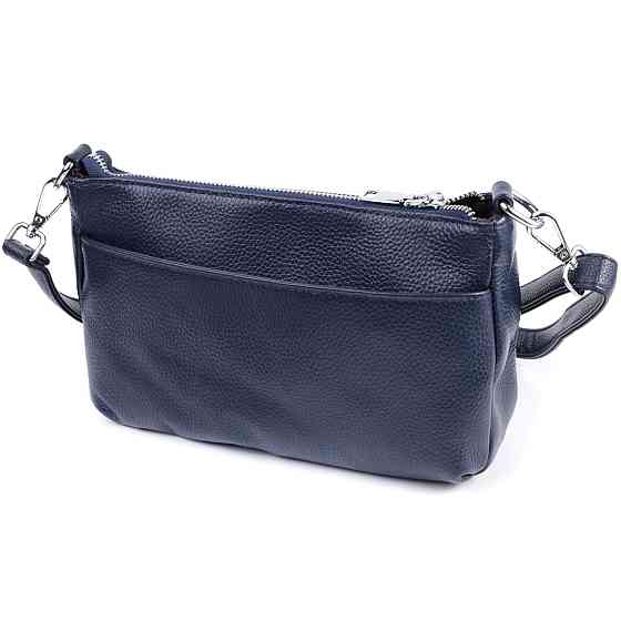 Надійна сумка для жінок на три відділення з натуральної шкіри Vintage 22806 Синій Київ