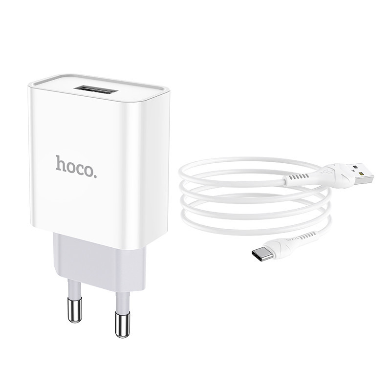 Мережевий зарядний пристрій з кабелем HOCO C81A Asombroso single port charger set(Type-C) White Одеса - фото 7