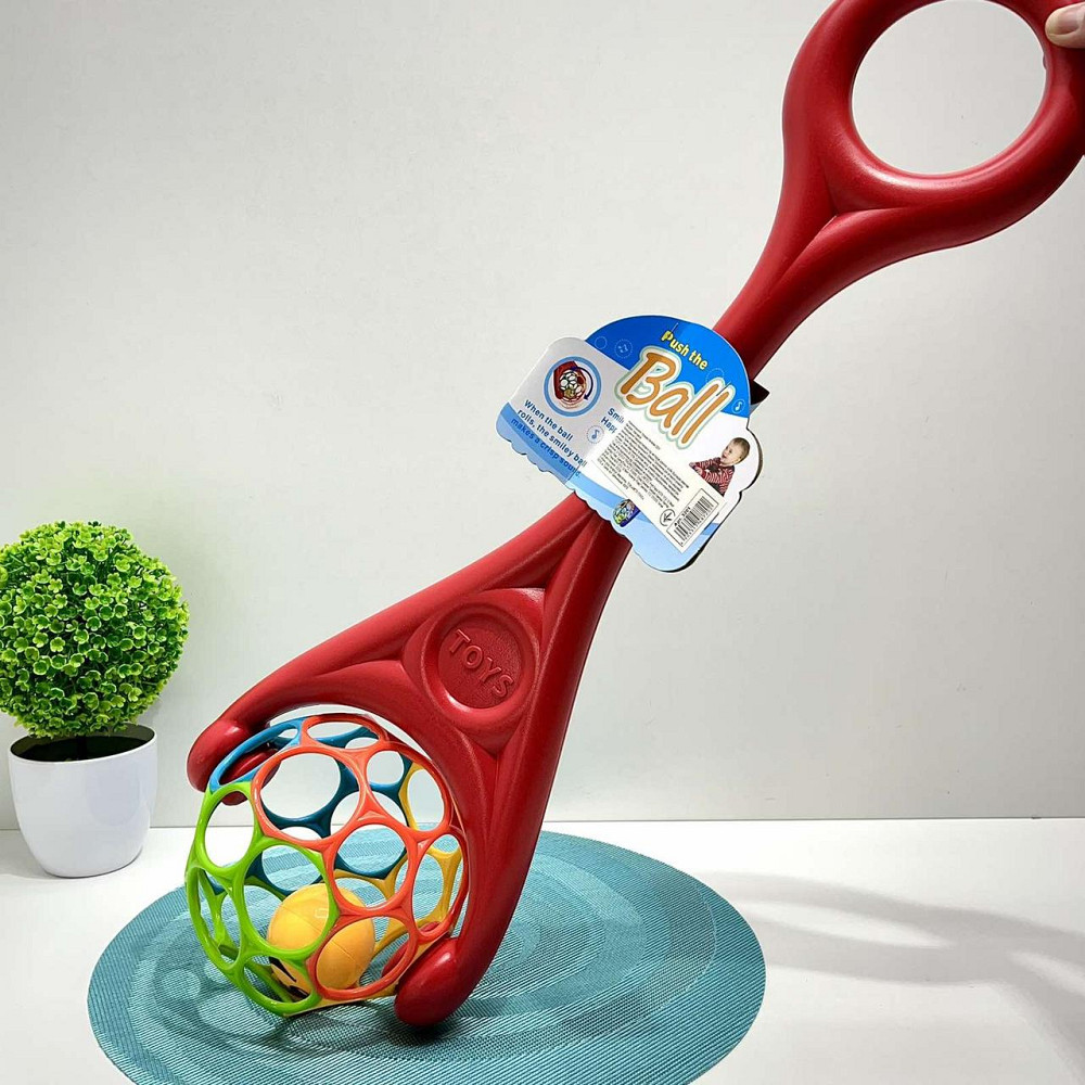 Каталка на палиці Ball дзвінка кулька всередині 59см Червона (3201) Чернигов - изображение 1