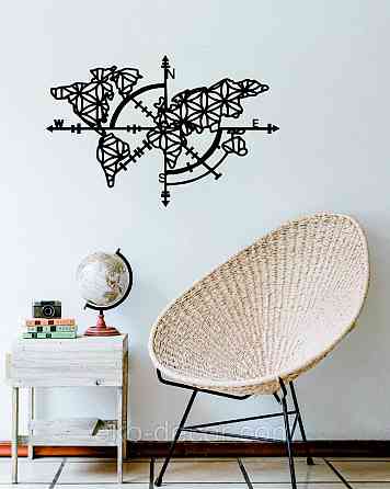 Декоративне настінне 3D Панно «Карта Компас», Декор на стіну з об'ємом Київ