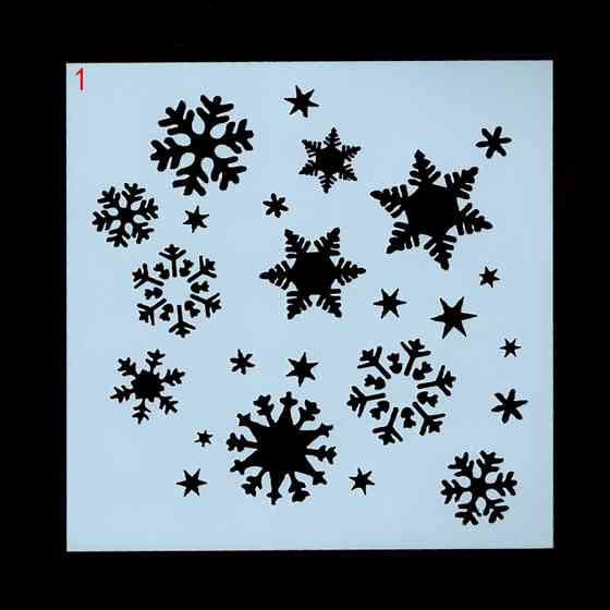 Новогодний трафарет на окна Снежинки 20 на 20 см серый Киев