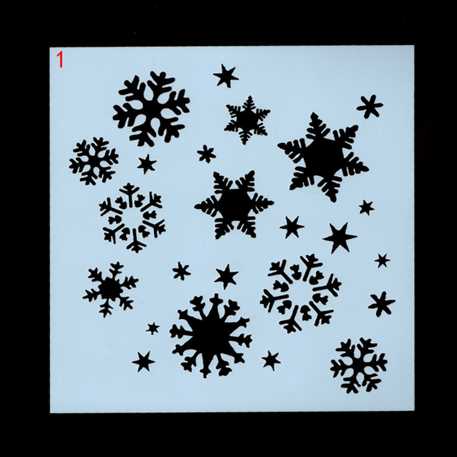 Новорічний трафарет на вікна Сніжинки 20 на 20 см сірий Київ - фото 2