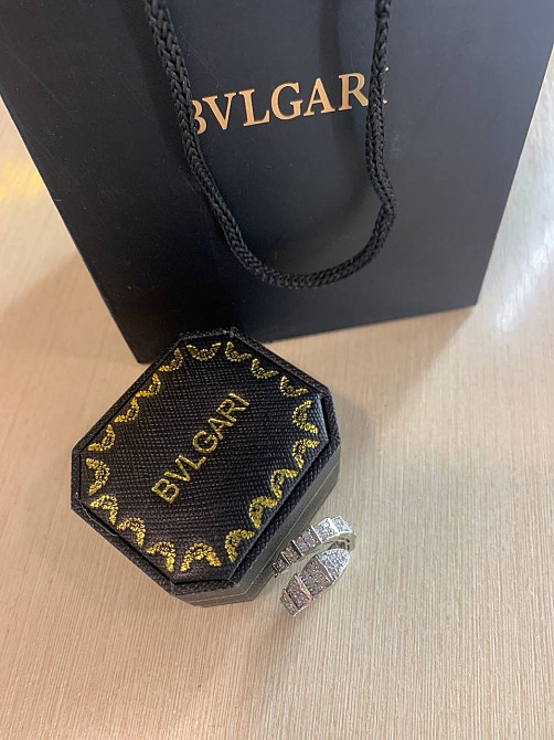 Комплект BVLGARI змія/ браслет і кільце/ циркони посріблення Одеса - фото 8