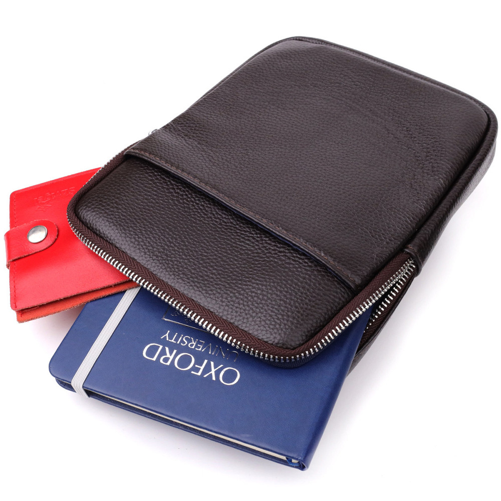 Чоловіча вертикальна сумка з натуральної шкіри Коричневий (Vintage) Київ - фото 2