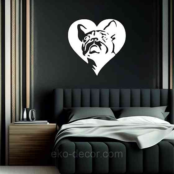 Декоративне настінне Панно «Французький  бульдог», Декор на стіну 110*84 см, Білий Київ