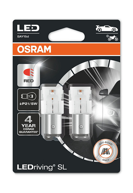 Комплект світлодіодних ламп OSRAM LEDriving SL 7528DRP-02b P21/5W 12 V BAY15d RED Харків - фото 3