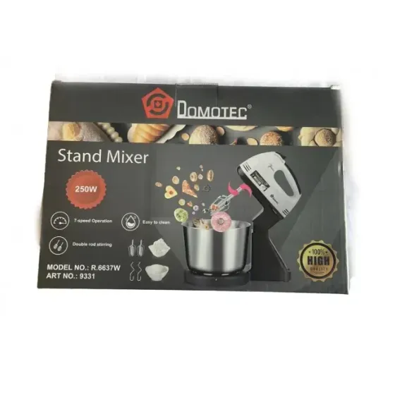 DOMOTEC міксер R6637W з 2л чашею/метал, 250 Вт, 7 швидкостей, з 2 вінчиками і 2 гаками для тіста Київ